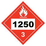 UN 1250 Hazmat Placard, Class 3, Vinyl