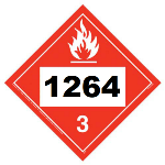 UN 1264 Hazmat Placard, Class 3, Vinyl