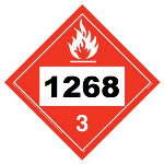 UN 1268 Flammable Liquid Placard, Removable Vinyl