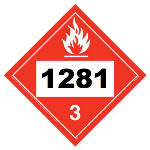 UN 1281 Hazmat Placard, Class 3, Tagboard