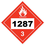 UN 1287 Hazmat Placard, Class 3, Tagboard