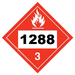 UN 1288 Hazmat Placard, Class 3, Tagboard