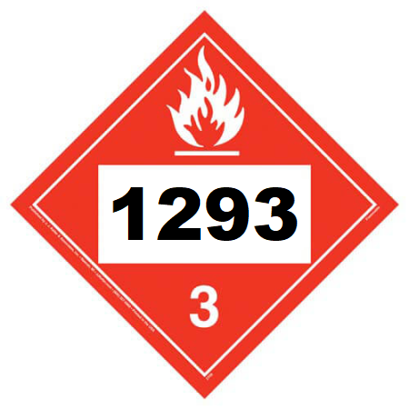 UN 1293 Hazmat Placard, Class 3, Vinyl