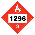UN 1296 Hazmat Placard, Class 3, Tagboard