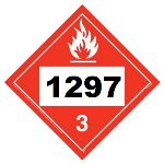 UN 1297 Hazmat Placard, Class 3, Tagboard