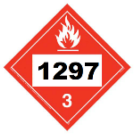 UN 1297 Hazmat Placard, Class 3, Vinyl