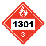 UN 1301 Hazmat Placard, Class 3, Tagboard