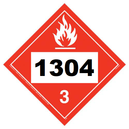 UN 1304 Hazmat Placard, Class 3, Vinyl