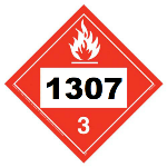 UN 1307 Hazmat Placard, Class 3, Vinyl