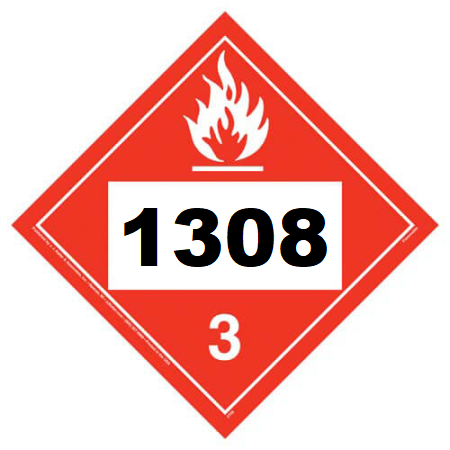 UN 1308 Hazmat Placard, Class 3, Vinyl