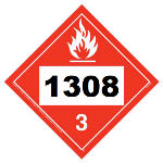 UN 1308 Hazmat Placard, Class 3, Tagboard