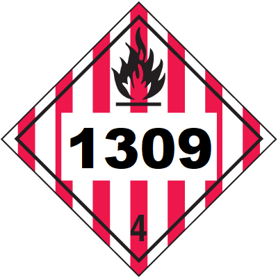 UN 1309 Hazmat Placard, Class 4, Tagboard