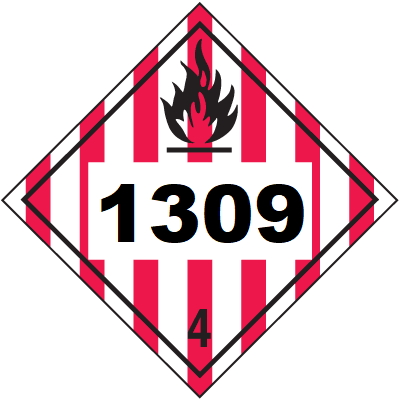 UN 1309 Hazmat Placard, Class 4, Vinyl