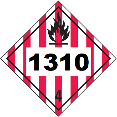 UN 1310 Hazmat Placard, Class 4, Tagboard