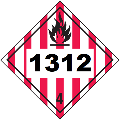 UN 1312 Hazmat Placard, Class 4, Tagboard