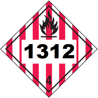 UN 1312 Hazmat Placard, Class 4, Vinyl