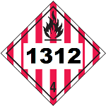 UN 1312 Hazmat Placard, Class 4, Tagboard