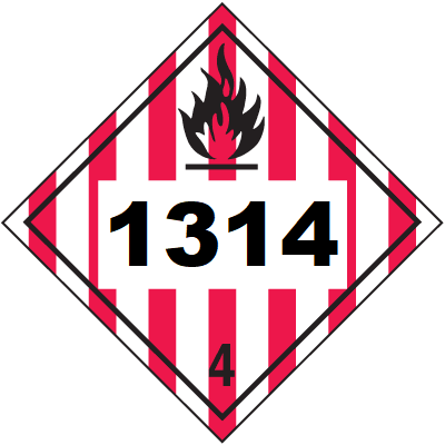 UN 1314 Hazmat Placard, Class 4, Tagboard