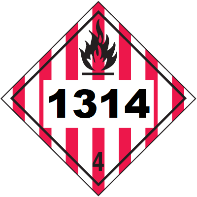 UN 1314 Hazmat Placard, Class 4, Vinyl