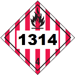 UN 1314 Hazmat Placard, Class 4, Tagboard