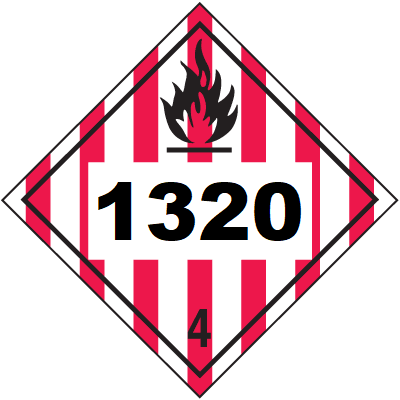 UN 1320 Hazmat Placard, Class 4, Vinyl