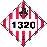 UN 1320 Hazmat Placard, Class 4, Vinyl