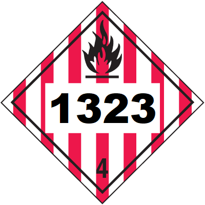 UN 1323 Hazmat Placard, Class 4, Tagboard