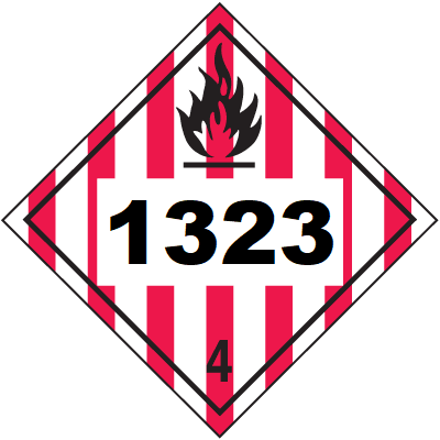 UN 1323 Hazmat Placard, Class 4, Vinyl