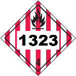 UN 1323 Hazmat Placard, Class 4, Tagboard