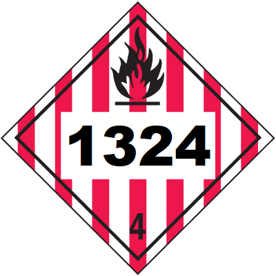 UN 1324 Hazmat Placard, Class 4, Tagboard