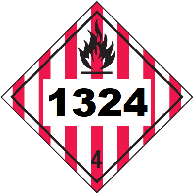 UN 1324 Hazmat Placard, Class 4, Vinyl