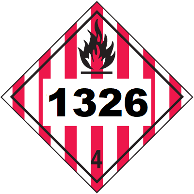 UN 1326 Hazmat Placard, Class 4, Tagboard