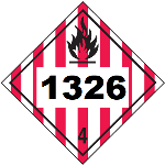 UN 1326 Hazmat Placard, Class 4, Tagboard
