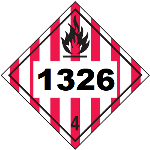 UN 1326 Hazmat Placard, Class 4, Vinyl