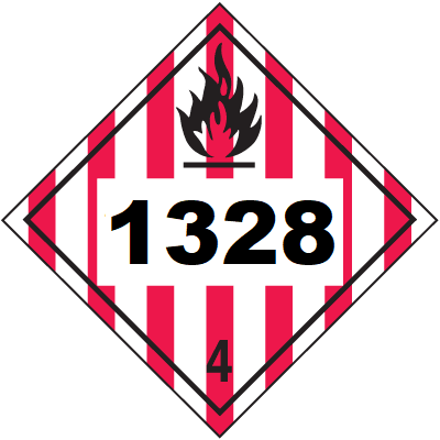 UN 1328 Hazmat Placard, Class 4, Vinyl