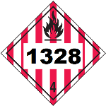 UN 1328 Hazmat Placard, Class 4, Vinyl