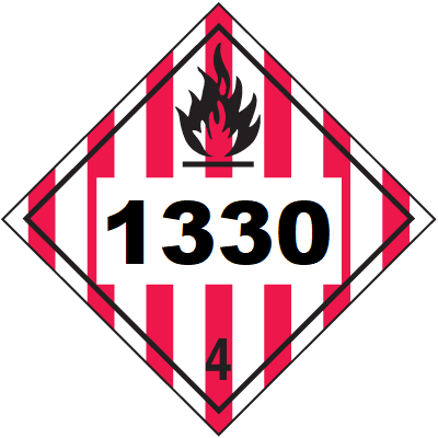 UN 1330 Hazmat Placard, Class 4, Vinyl