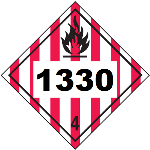 UN 1330 Hazmat Placard, Class 4, Tagboard