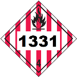 UN 1331 Hazmat Placard, Class 4, Tagboard