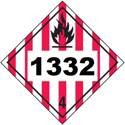 UN 1332 Hazmat Placard, Class 4, Tagboard