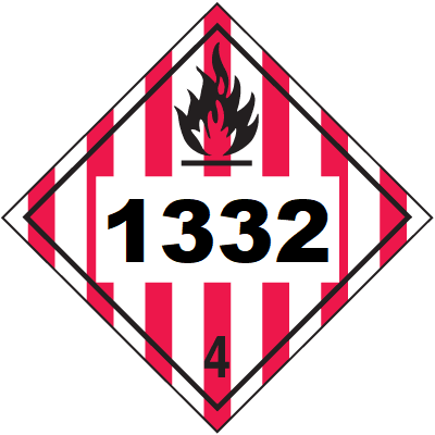 UN 1332 Hazmat Placard, Class 4, Vinyl