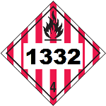 UN 1332 Hazmat Placard, Class 4, Tagboard