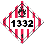 UN 1332 Hazmat Placard, Class 4, Vinyl