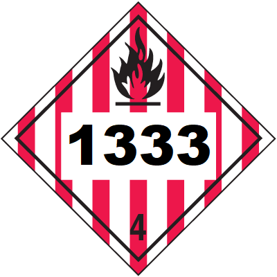UN 1333 Hazmat Placard, Class 4, tagboard