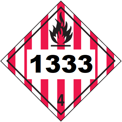 UN 1333 Hazmat Placard, Class 4, Vinyl