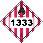 UN 1333 Hazmat Placard, Class 4, Vinyl