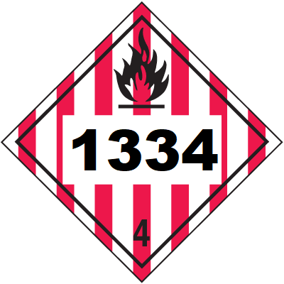 UN 1334 Hazmat Placard, Class 4, Tagboard