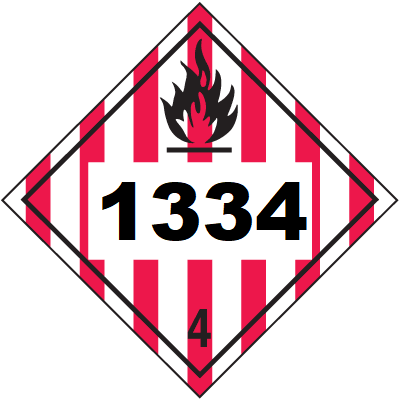 UN 1334 Hazmat Placard, Class 4, Vinyl