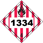 UN 1334 Hazmat Placard, Class 4, Tagboard