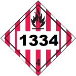 UN 1334 Hazmat Placard, Class 4, Vinyl